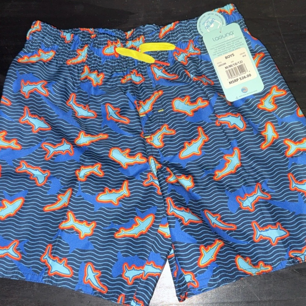 Laguna Swim Trunks - Blue and Orange Shark Print size M (8)